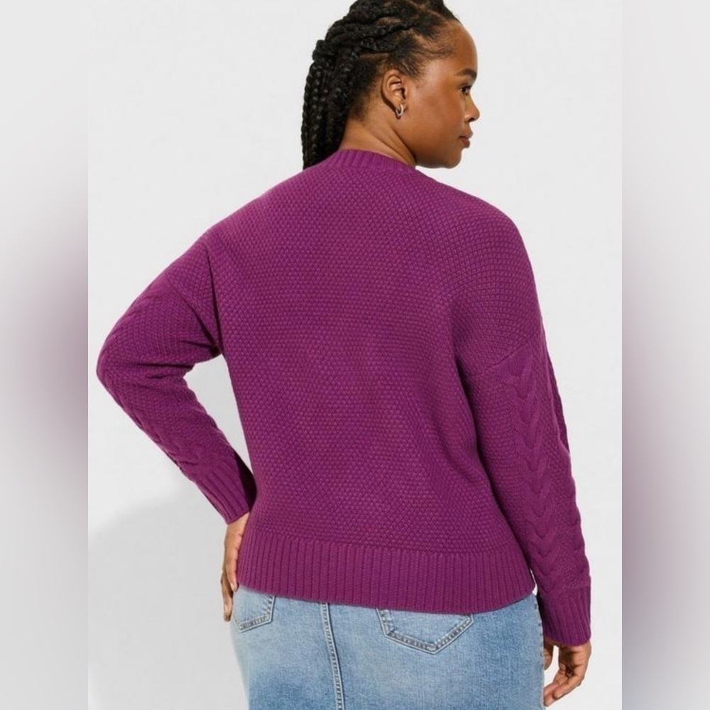 Torrid Cable Knit Pullover Sweater - Phlox Purple Size 3 / 3X - Picture 4 of 5